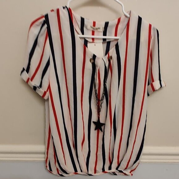 Fashion classic fashion women's red, white & blue top nwt - Picture 1 of 8